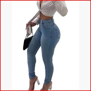 High Waist Stretch Skinny Jeans Butt Lifting Curvy Fit Cropped